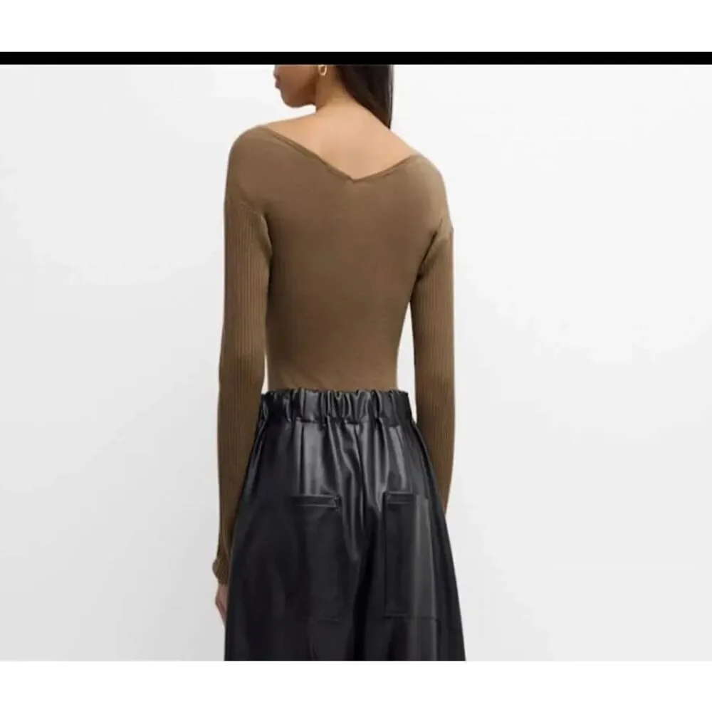 NWT ALC Brown Keaton V-Neck Top Size S
